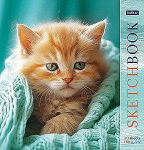 Скетчбук А4 - Котик в пледике (акварельная бумага)