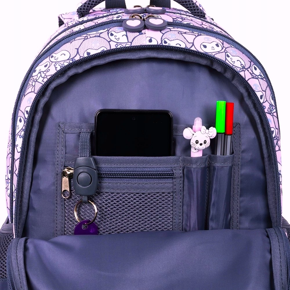 Kuromi Pink Backpack with Four Compartments