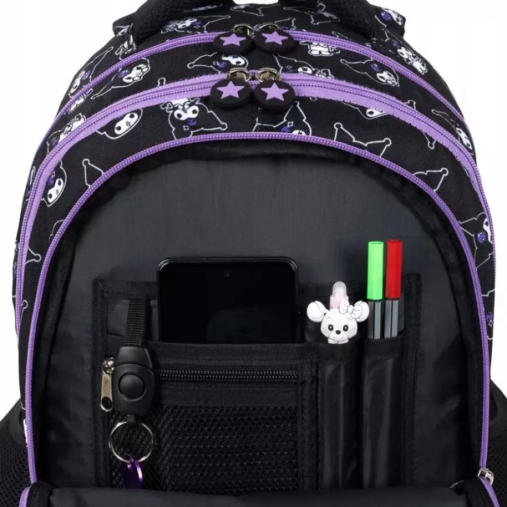 Rucksack mit vier Fächern Kuromi Schwarz