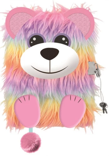 Дневник с замочком 3D «Пушистый RAINBOW BEAR», формат A5, 96 листов