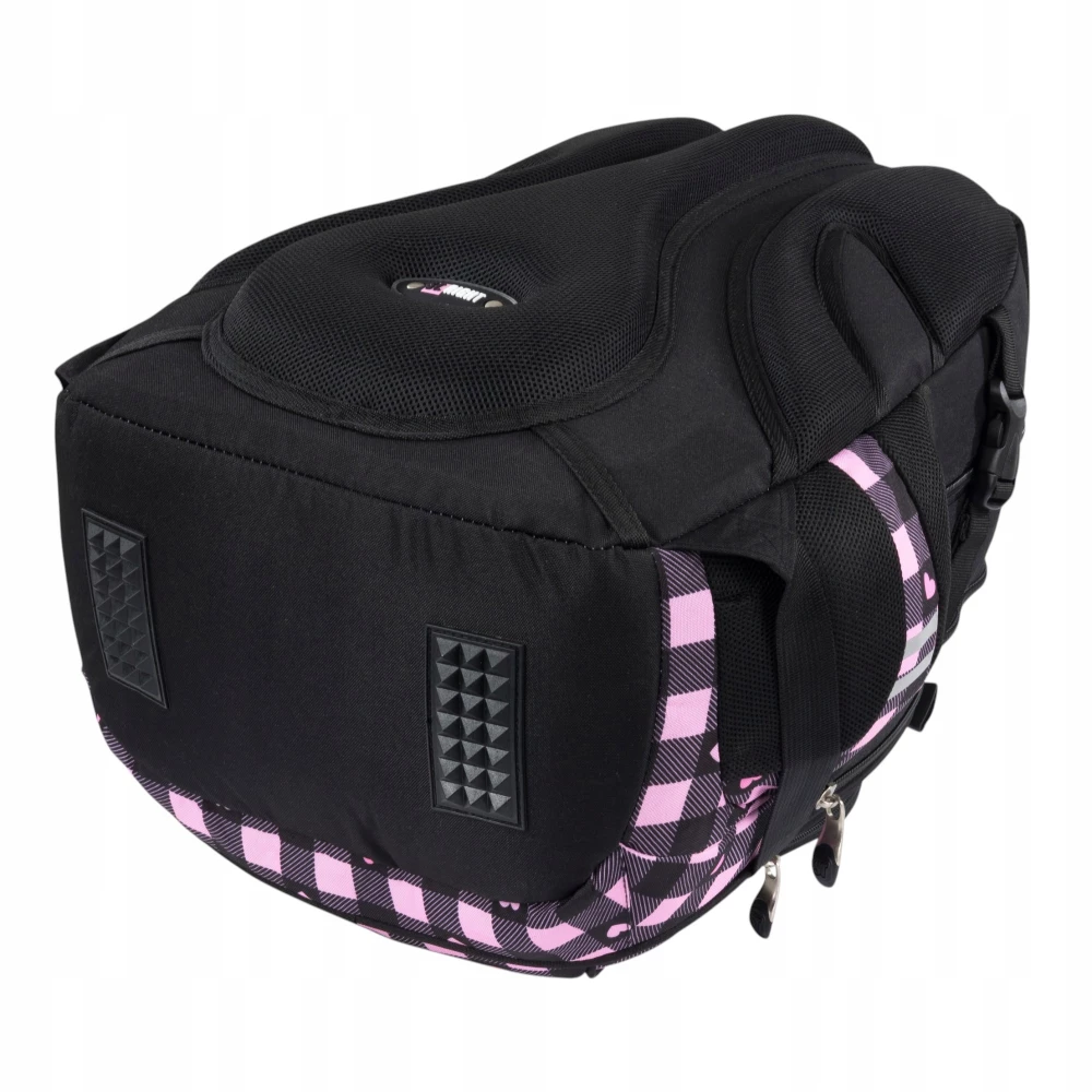 Backpack with Four Compartments Pink Checkered