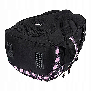 Backpack with Four Compartments Pink Checkered