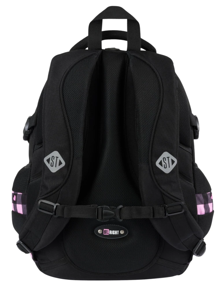 Backpack with Four Compartments Pink Checkered