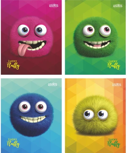 Notizbuch - Lucky Fluffy, A5, 48 Blätter, kariert, in Assortiment