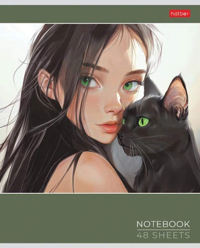 Notizbuch A5 - Serie: Katzen und Mädchen (kariert)