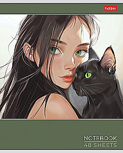 Notebook A5 - series: Cats and girls (squared)