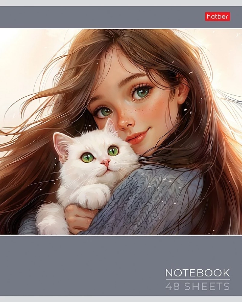 Notebook A5 - series: Cats and girls (squared)