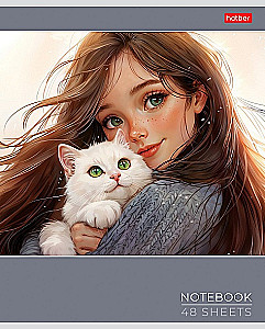 Notebook A5 - series: Cats and girls (squared)