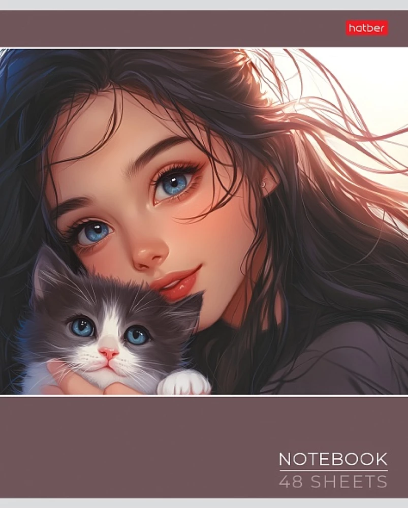 Notebook A5 - series: Cats and girls (squared)