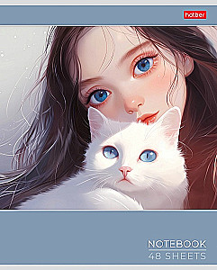 Notebook A5 - series: Cats and girls (squared)