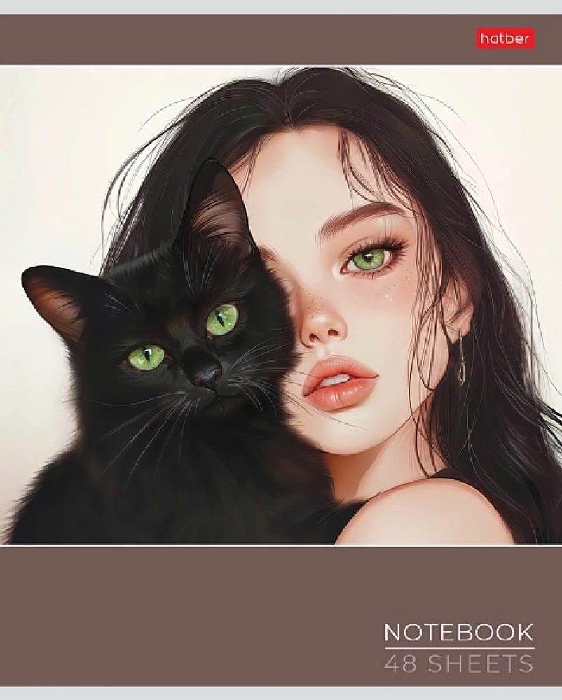 Notebook A5 - series: Cats and girls (squared)
