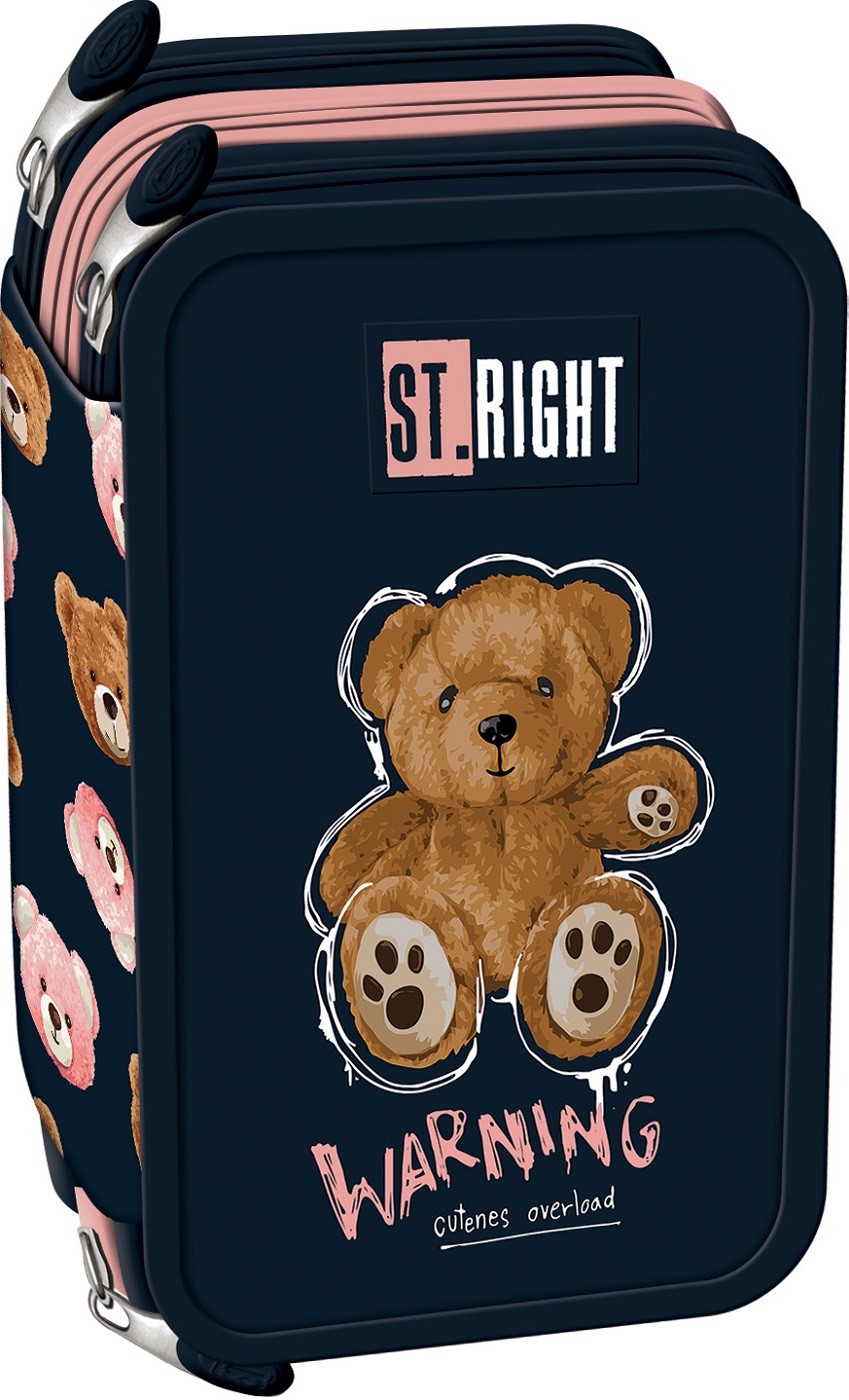 Pencil case - ST.RIGHT Teddy Bear (triple, with filling)