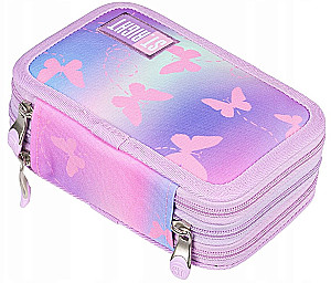 Pencil case ST.RIGHT Pink Butterflies (kolm korda, täidetud)