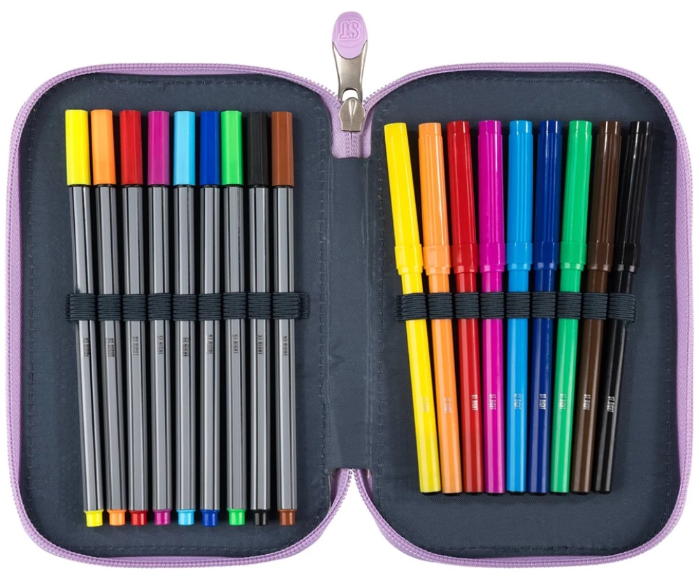 Pencil case ST.RIGHT Pink Butterflies (kolm korda, täidetud)