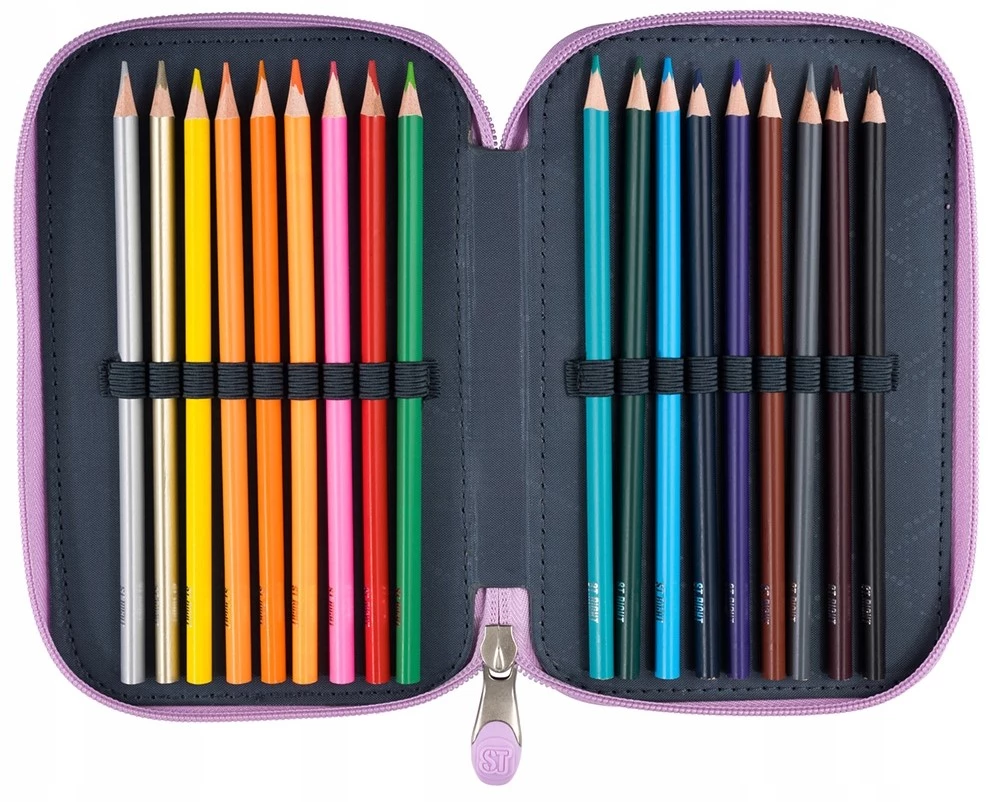 Pencil case ST.RIGHT Pink Butterflies (kolm korda, täidetud)
