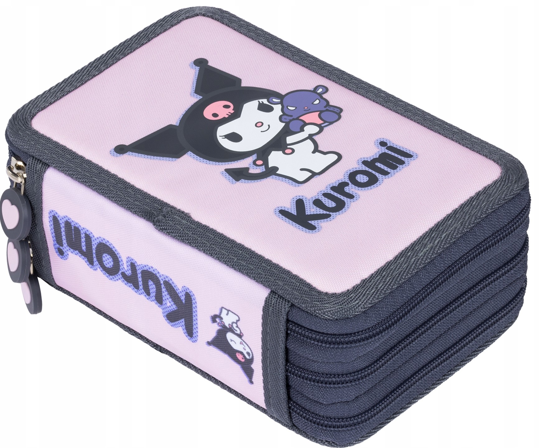 Pencil case - Kuromi Pink (triple, with content)