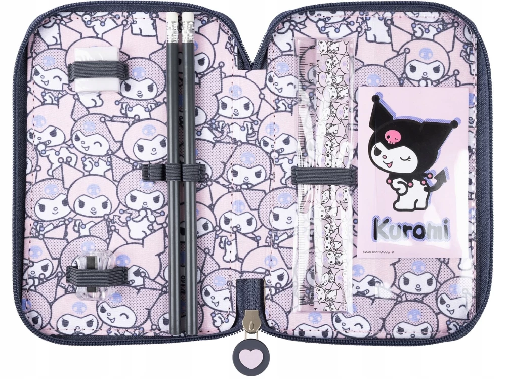 Pencil case - Kuromi Pink (kolmekordne, täidisega)