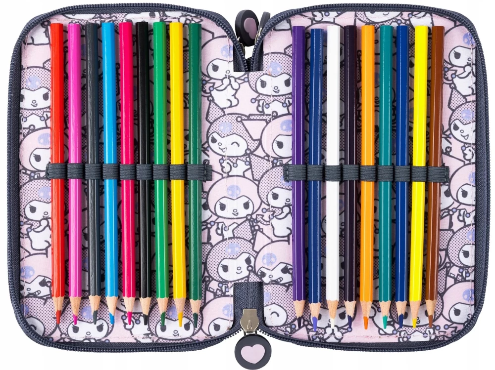 Pencil case - Kuromi Pink (kolmekordne, täidisega)