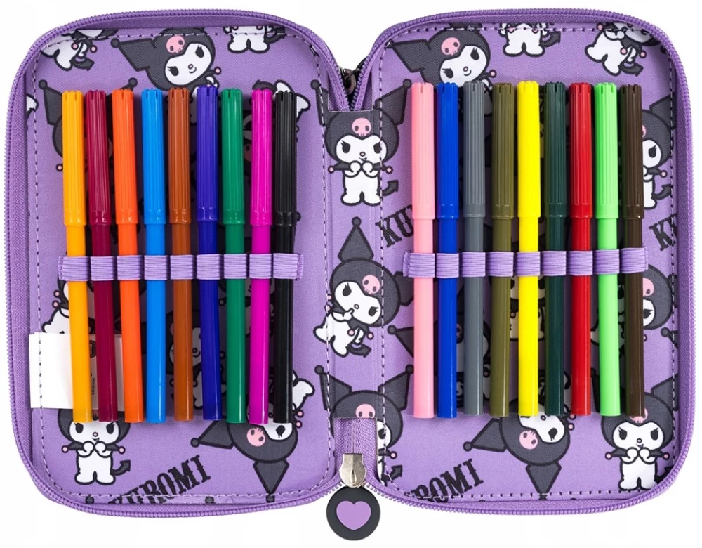 Pencil case - Kuromi Violet (triple, with filling)