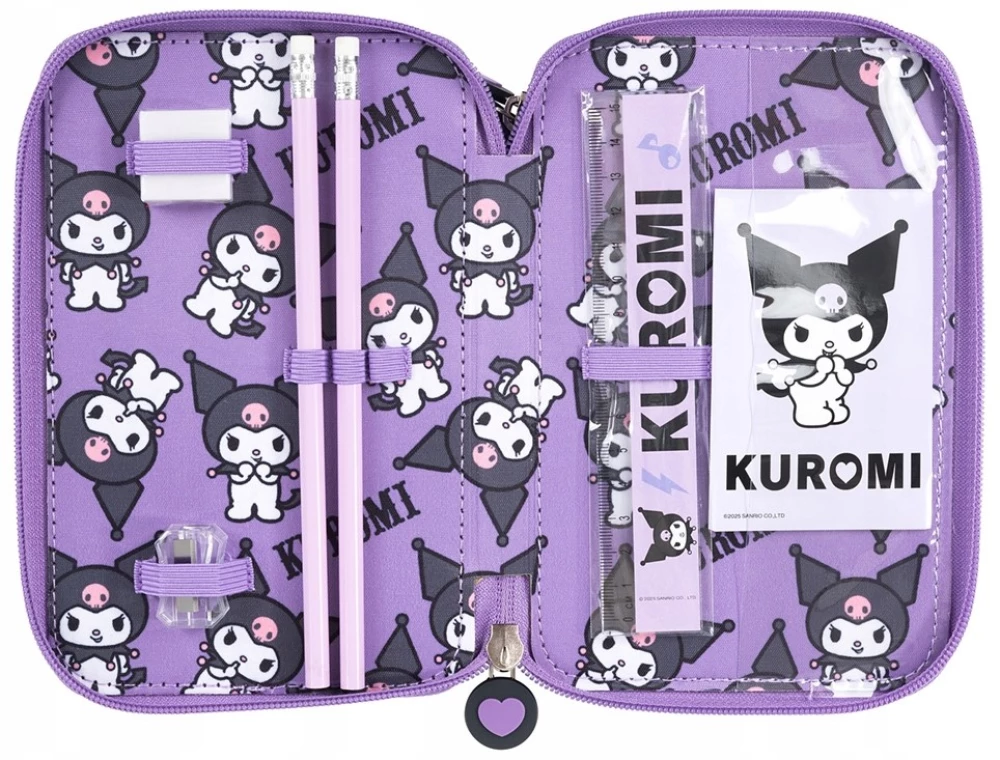 Pencil case - Kuromi Violet (triple, with filling)