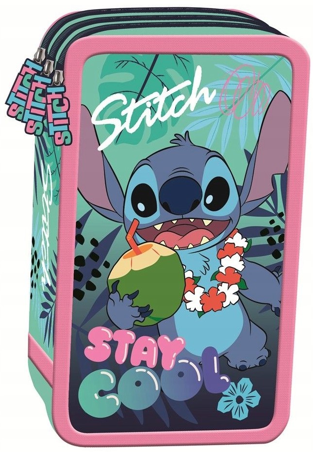 Stitch Stay Cool Triple Pencil Case (with accessories)