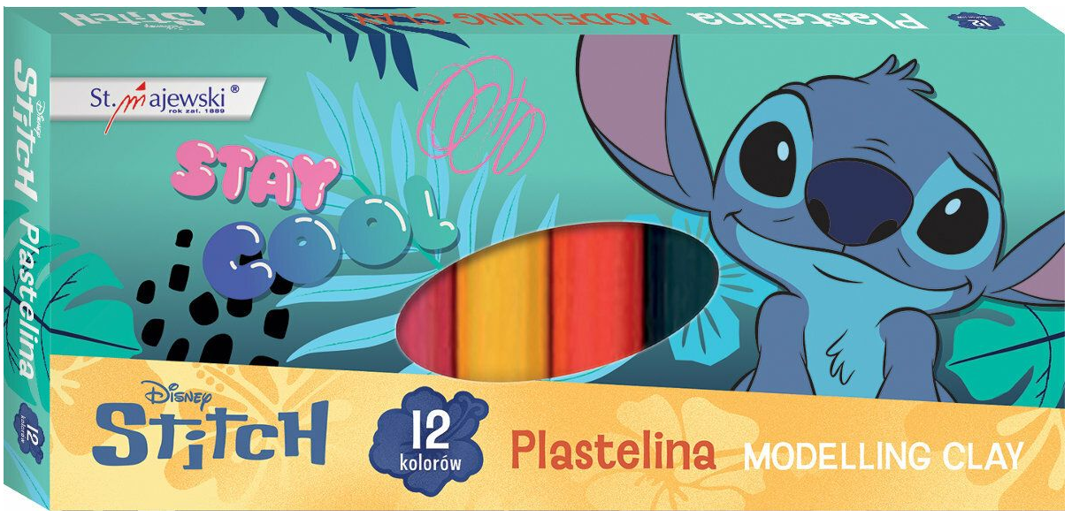 Minkštas plastilinas - Stitch Stay Cool, 12 spalvų
