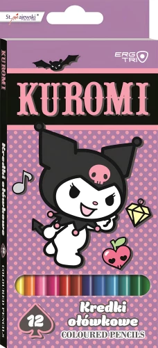 Trójkątne kolorowe kredki - Kuromi, 12 kolorów