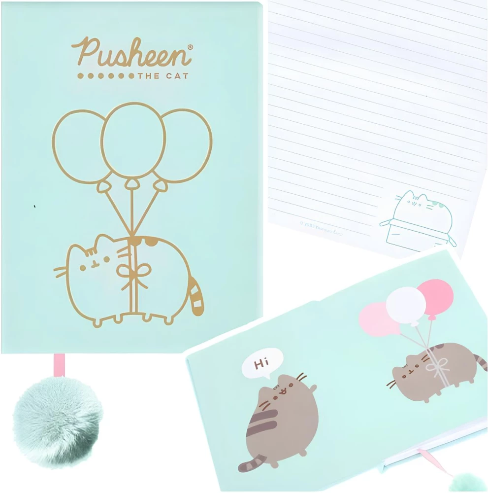 Пушистый блокнот с помоном - Pusheen the cat, А5, 96 листов, в линейку