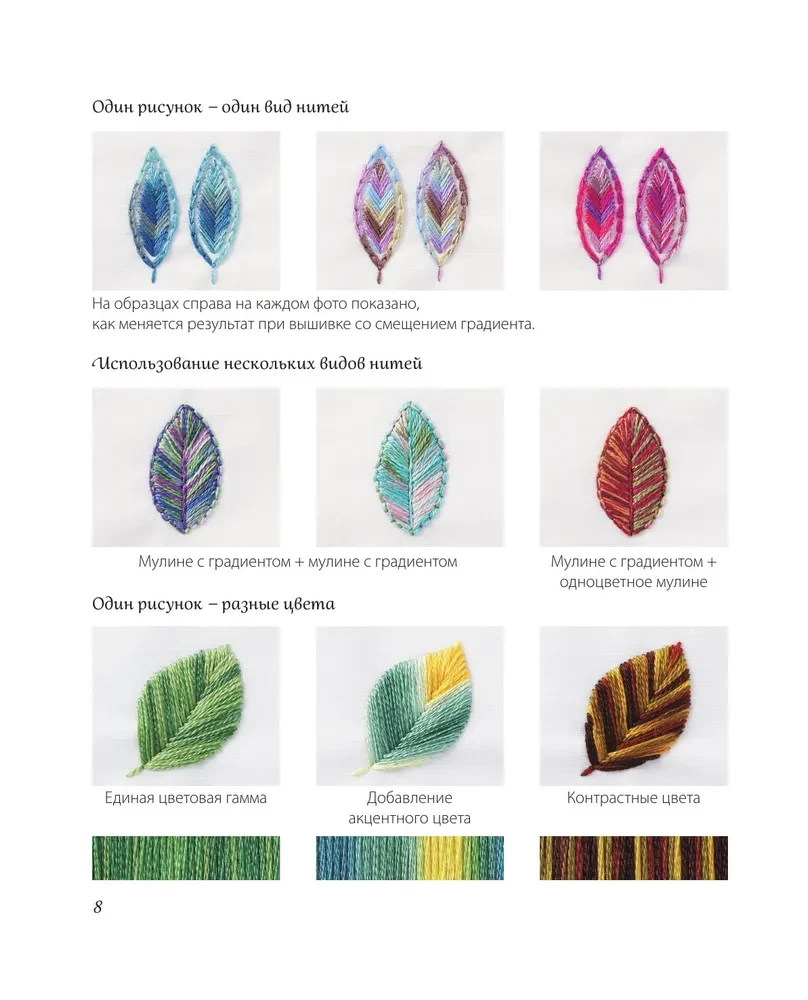 Gradient Embroidery. 17 Bright Designs with Melange and Multicolor Threads