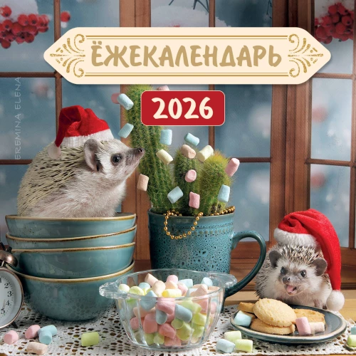 Hedgehog Calendar. Colorful Marshmallow. Wall Calendar for 2026 (170x170)