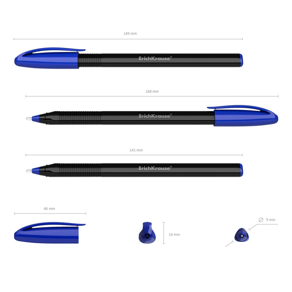 Šķērsgriezuma vienreizējā pildspalva Stick Black Edition, zila