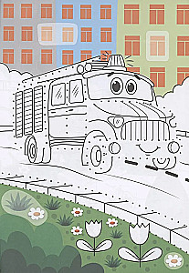 Ausmalen. Punkt-zu-Punkt mit Aufklebern. Verkehrstransport