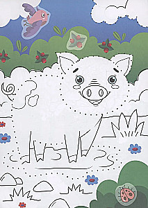 Malbuch. Von Punkt zu Punkt mit Aufklebern. Tiere