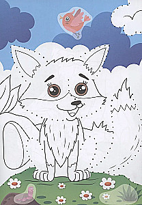 Malbuch. Von Punkt zu Punkt mit Aufklebern. Tiere