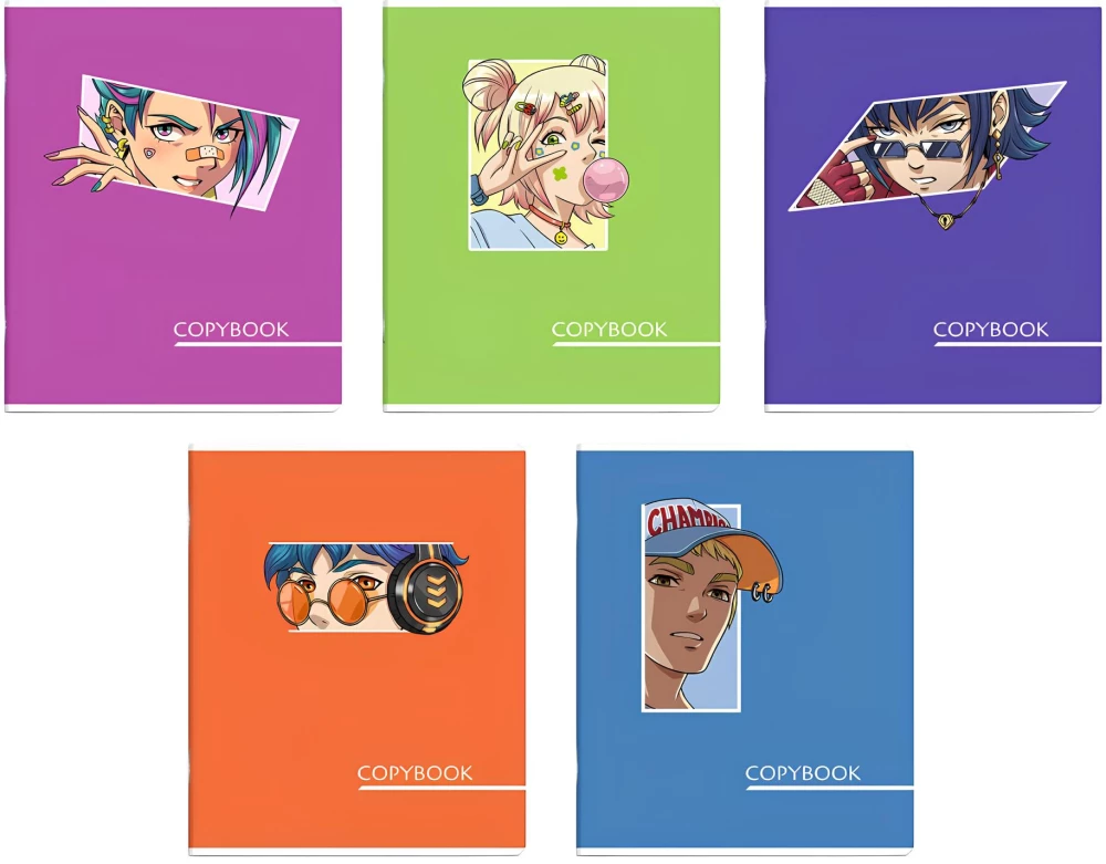 Notizbuch - Anime-Helden, A5, 48 Blätter, kariert, im Sortiment
