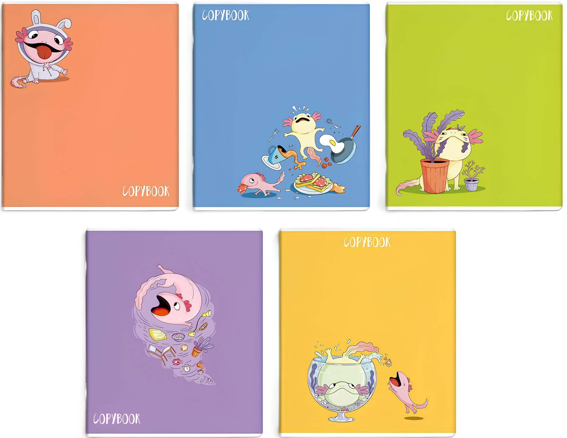 Notatnik - A5, Para aksolotli, 48 kartek, kratka, w asortymencie