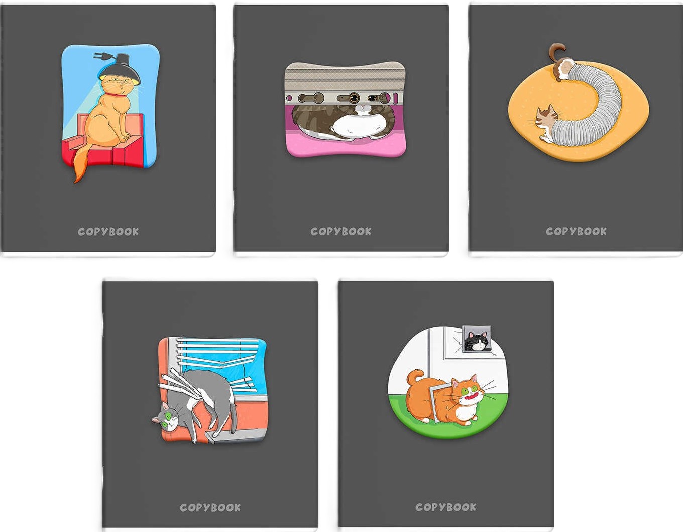 Notatnik - Życie kota, A5, 48 stron, kratka, w asortymencie