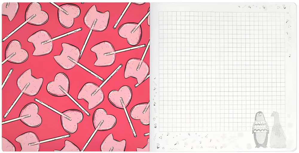 Notebook - Pink Lollipops, 40 sheets, grid