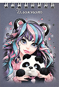 Notepad - Girl with a Panda, A7, 40 sheets, grid