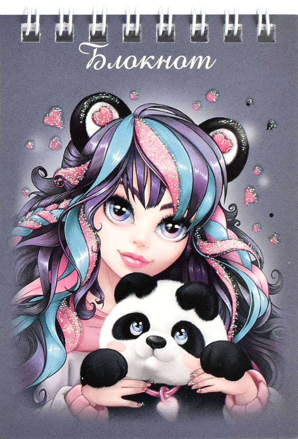 Notepad - Girl with a Panda, A7, 40 sheets, grid