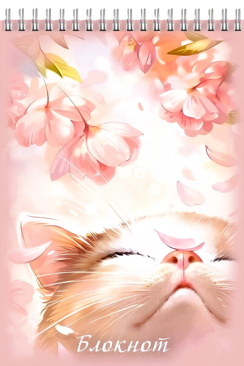 Notebook - Flower Cat, A7, 40 sheets, grid
