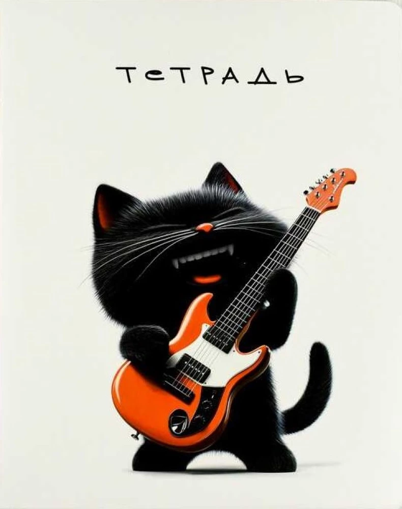 Тетрадь - Черный кот, А5, 48 листов, клетка, в ассортименте