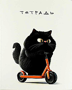 Тетрадь - Черный кот, А5, 48 листов, клетка, в ассортименте
