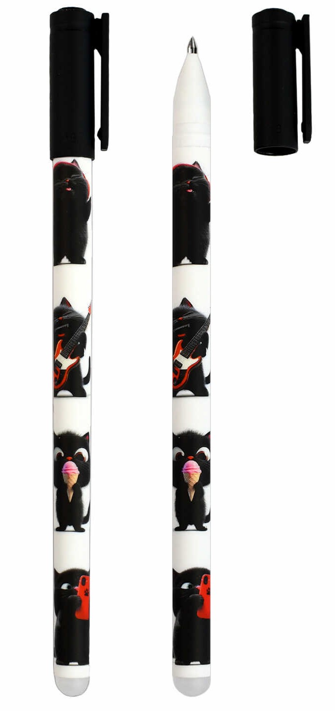 Ручка гелевая - Черный кот, синяя