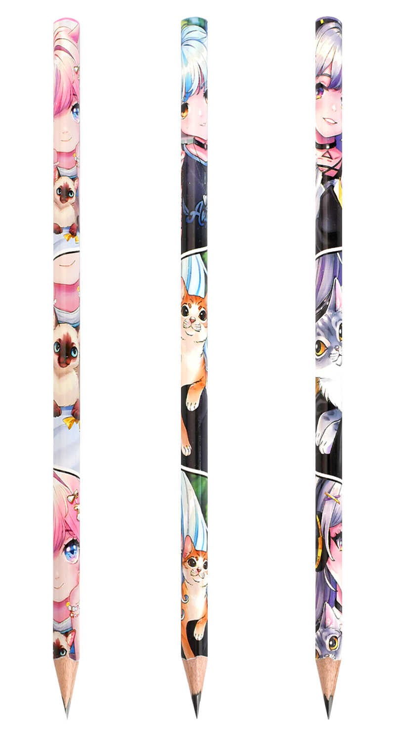 Zīmulis melnā grafīta - Anime ar kaķiem, dažādībā