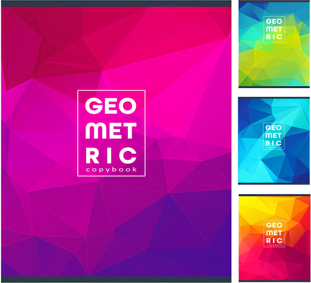 Notatnik - Kolorowa geometria, A5, 96 kartek, kratka, w asortymencie