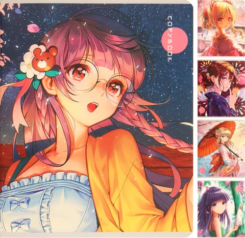 Notebook - Anime, A5, 48 sheets, grid, assorted