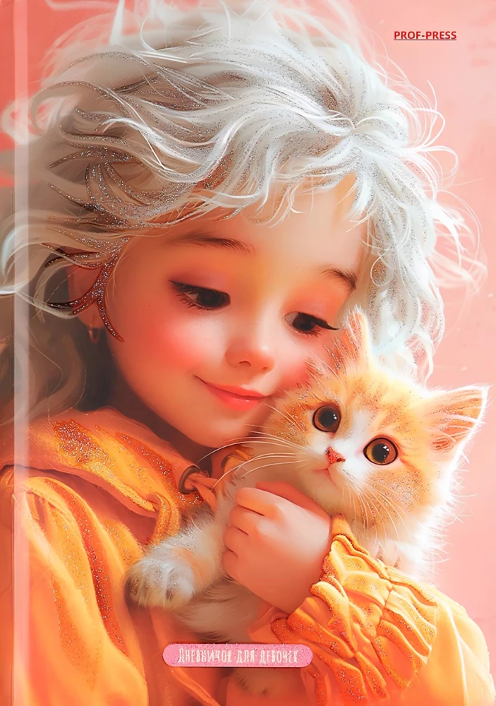 Diary for Girls - Girl and Red Cat, A5, 64 Sheets