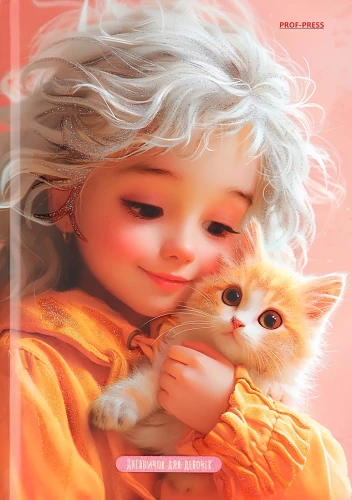 Diary for Girls - Girl and Red Cat, A5, 64 Sheets