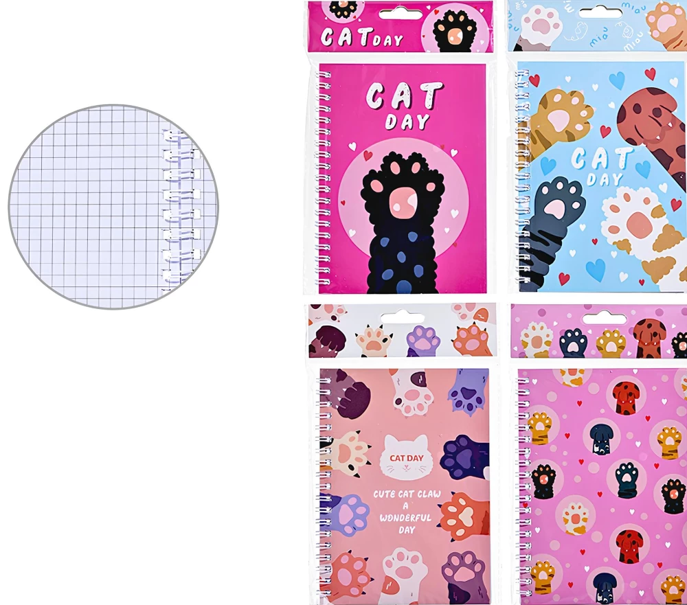 Notepad - Paws, 40 sheets, grid, assorted